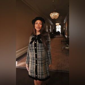 Ivy City Reagan Dress in Tan Tweed - Size XS